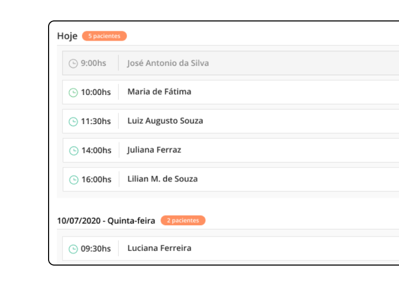 Imagem da tela de Agendamentos do Easynutri